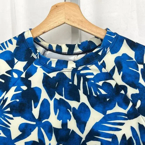 TITLE NINE Aquatic Life Rash Guard Long Sleeve Swim Top Hanalei Floral Blue S - Picture 5 of 11